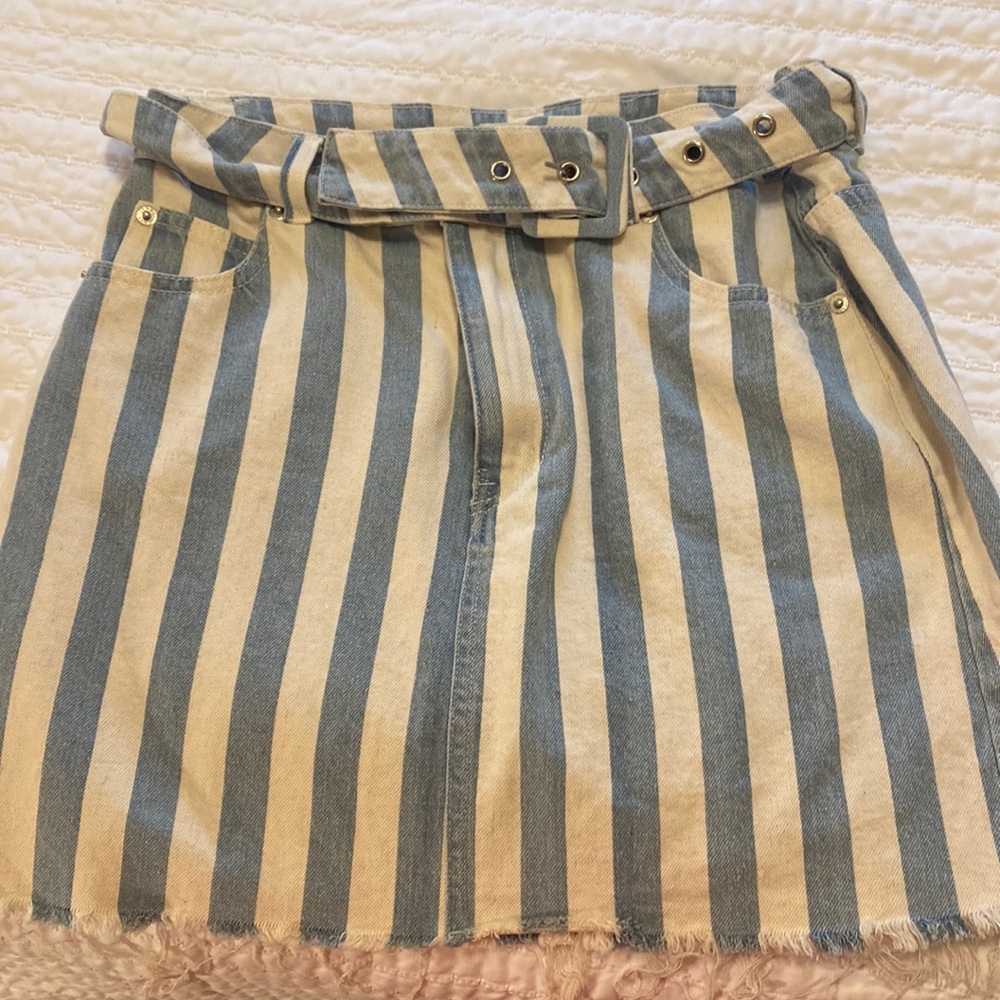 Medium blue and white skirt
